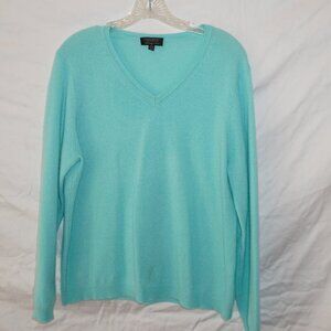 Cashmere By Charter Club Light Blue V-Neck Sweater 2-ply XL Petite XLP